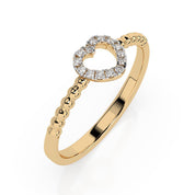 Ring Herz aus 585 Gelbgold mit 14 Diamanten 0,07 ct