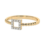 Ring Quadrat aus 585 Rosegold mit 12 Diamanten 0,07 ct