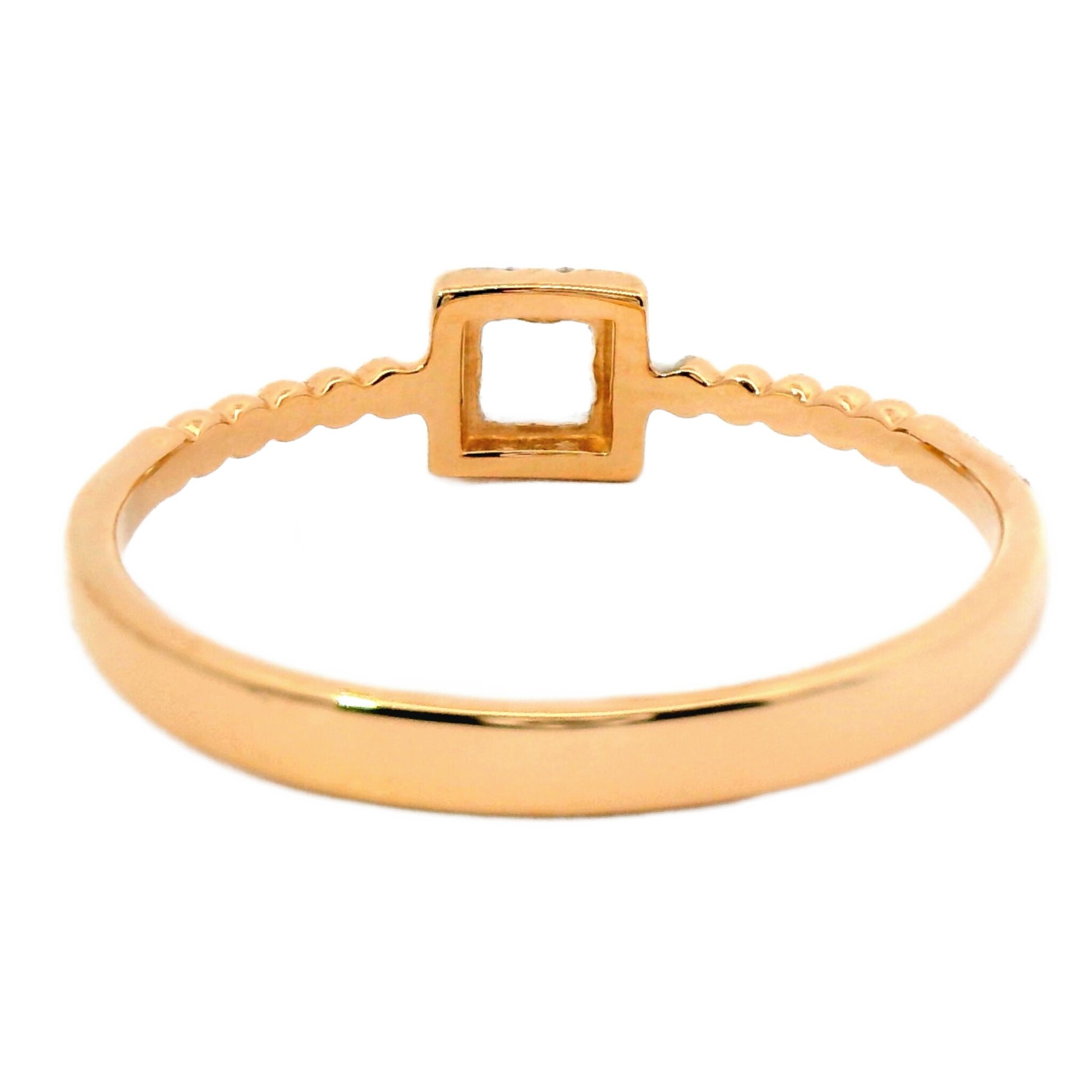 Ring Quadrat aus 585 Rosegold mit 12 Diamanten 0,07 ct