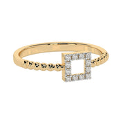 Ring Quadrat aus 585 Rosegold mit 12 Diamanten 0,07 ct