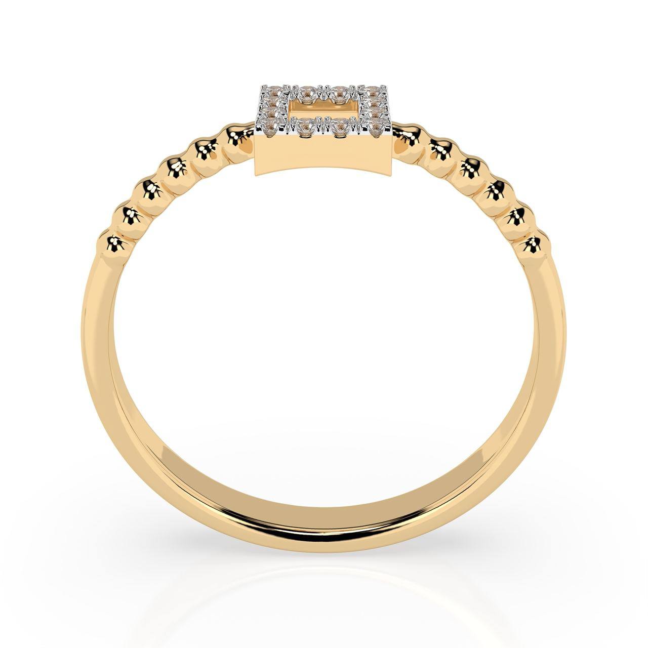 Ring Quadrat aus 585 Rosegold mit 12 Diamanten 0,07 ct