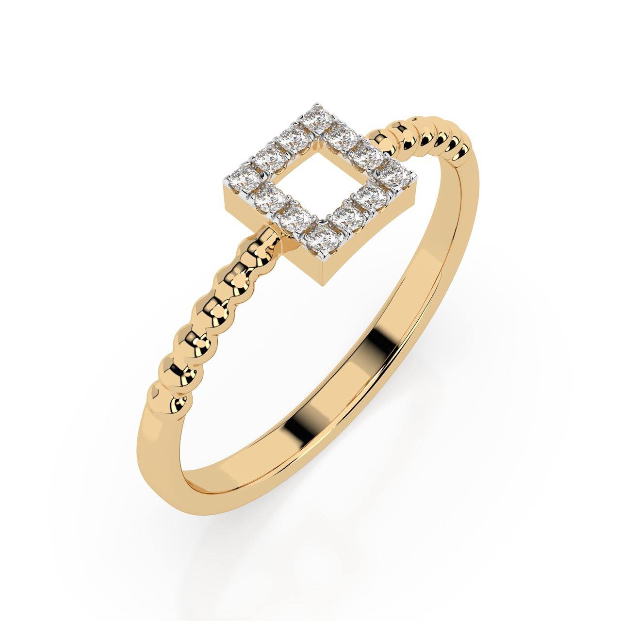 Ring Quadrat aus 585 Rosegold mit 12 Diamanten 0,07 ct