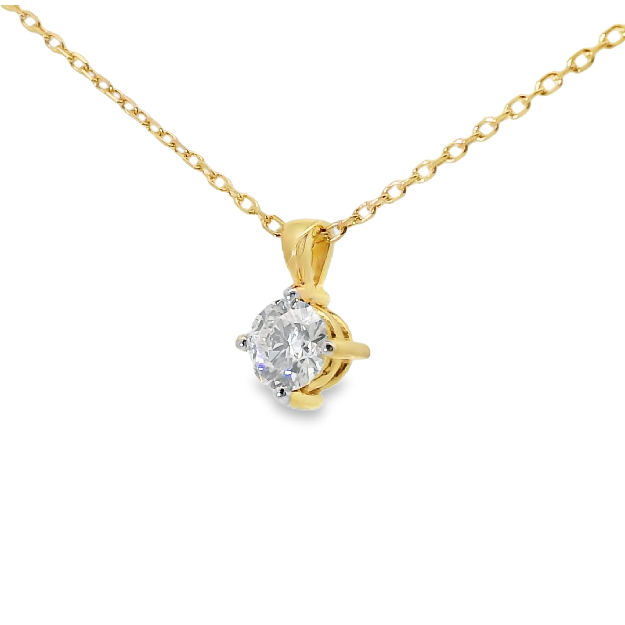 Solitaire Diamant Anhänger & Kette in 750 Gold mit Brillant 0,30 ct GIA