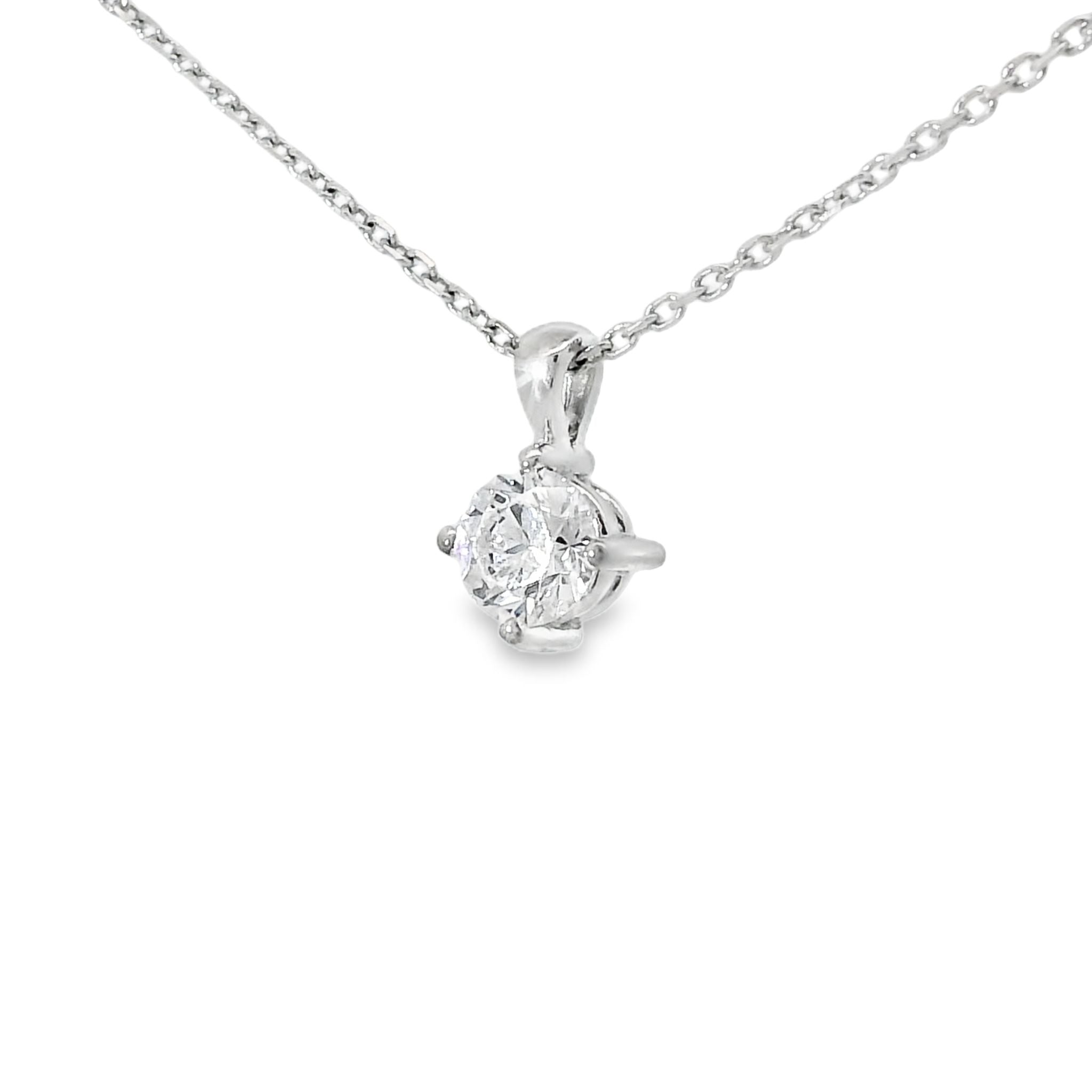 Solitaire Diamant Anhänger & Kette in 750 Weißgold Brillant 0,30 ct GIA